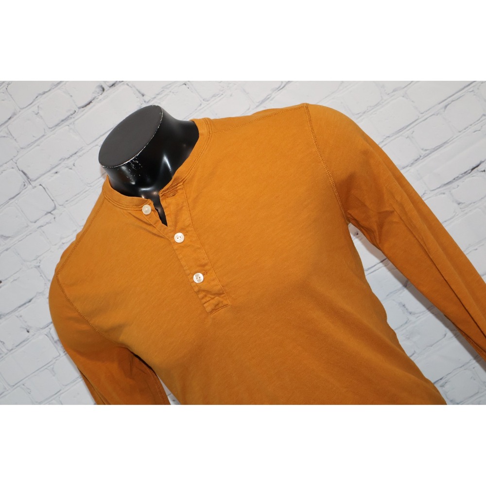 J.Crew Henley Mens Size Medium Tannish Orange Garment-Dyed Slub Cotton Knit